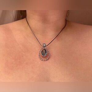 💎 Brighton Blue Crystal Tear Drop Pendant Necklace • Elegant Statement